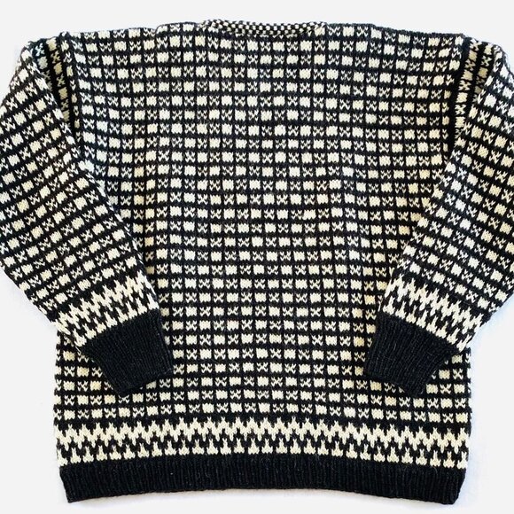 Handknit 100% wool Women's sweater Small Medium quality brown cream pull on - Picture 6 of 9